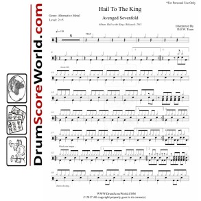 Avenged Sevenfold - Hail to the King | Drum Sheet + Play-Along Track