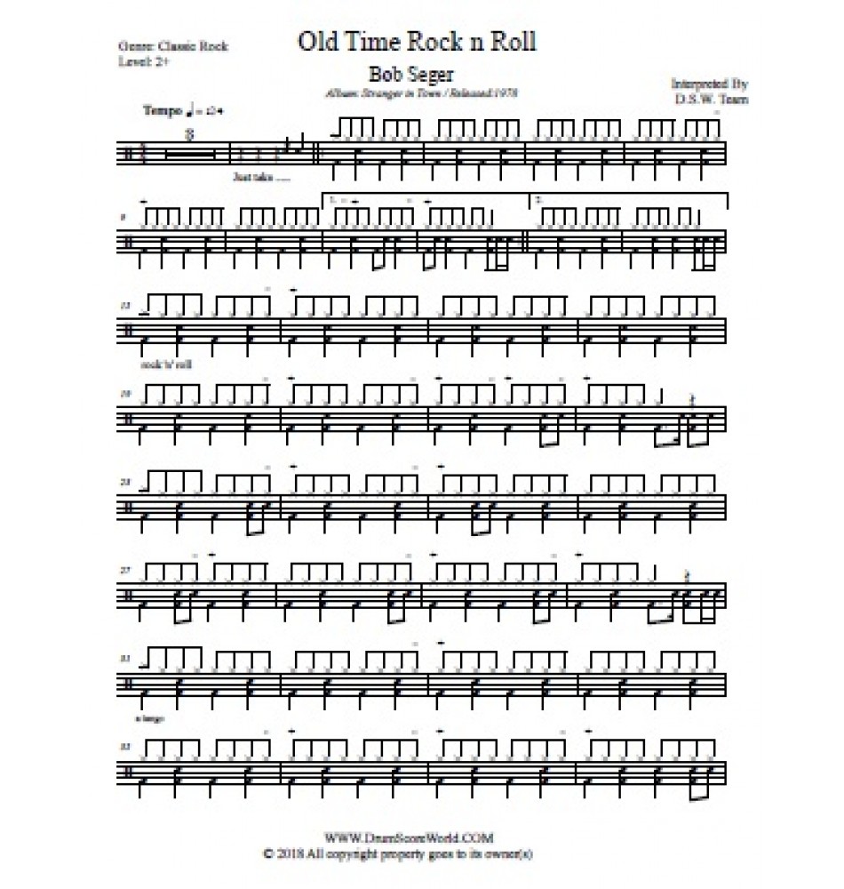 Old time rock roll. Old time Rock n Roll - Bob Seger Ноты для фортепиано. Old time Rock n Roll - Bob Seger транскрипция. Led Zeppelin Rock and Roll Intro Drums Notes. Led Zeppelin how many Drums Notes.