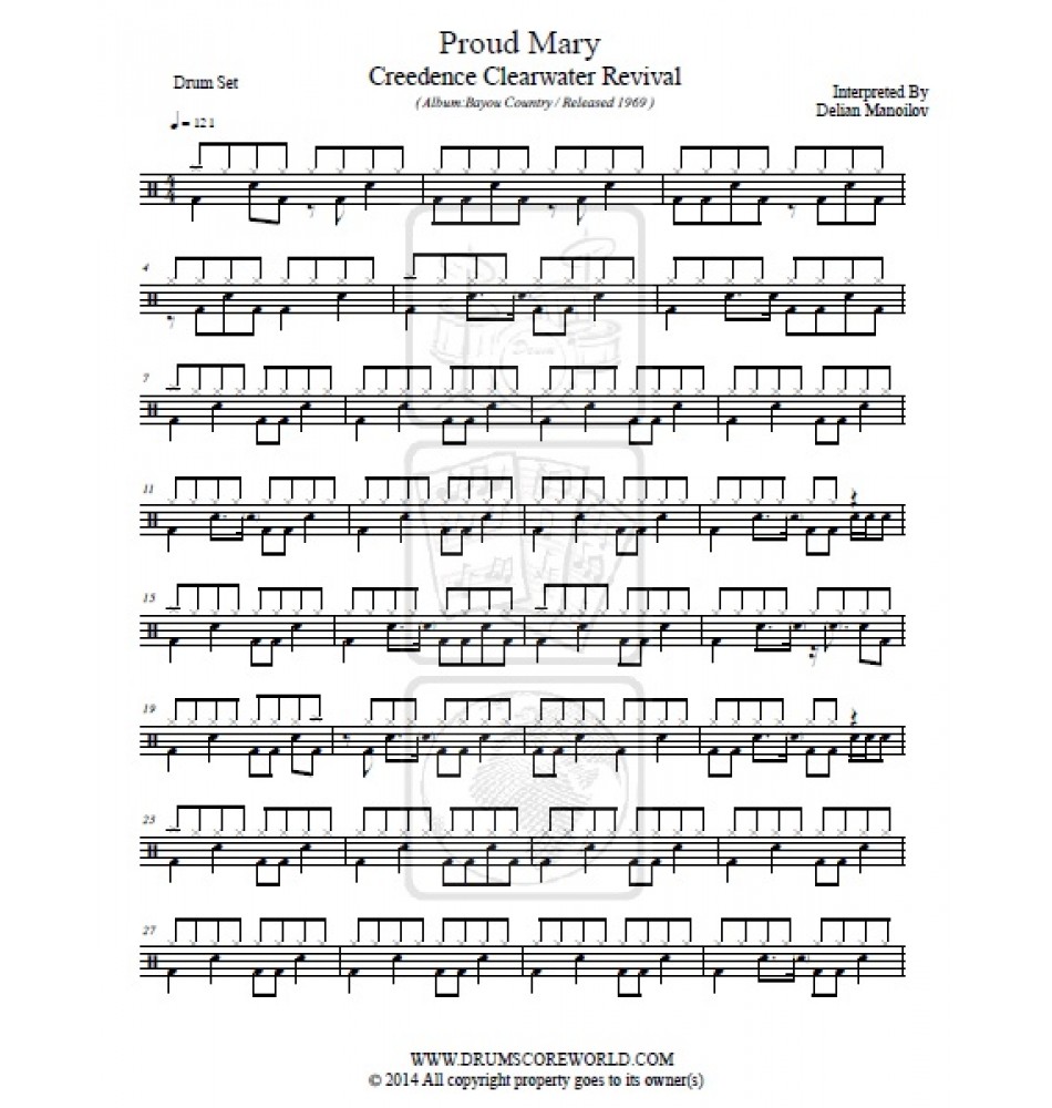 Creedence Clearwater Revival Praud Mary Drum Score Drum Sheet Drum Note Drum Transcription Score De Tambour Partitions De Batteries Schlagzeug Score Punteggio Di Batteria Puntaje De Bateria Pontuacao Do Tambor 드럼악보 위잉위잉 ドラムスコア