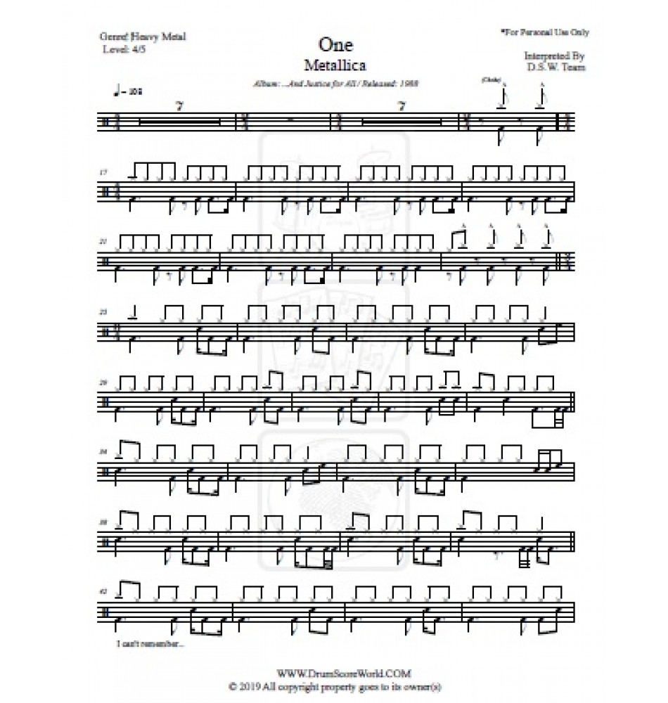 Bruce Dickinson - Tears Of The Dragon - Sheet Music For Drums