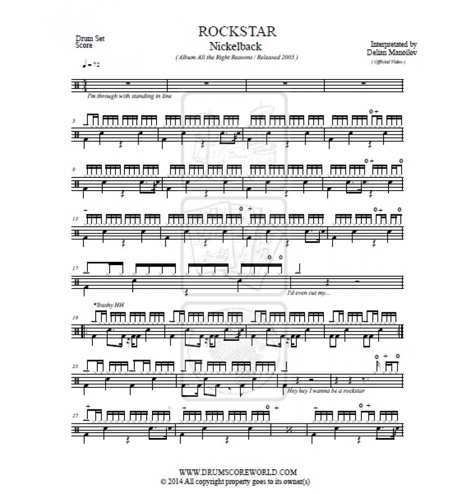 Nickelback - Rockstar - TrommescoreNickelback - Rockstar - Trommescore  