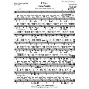 Stevie Wonder I Wish Drum Score Drum Sheet Drum Note Drum Transcription Score De Tambour Partitions De Batteries Schlagzeug Score Punteggio Di Batteria Puntaje De Bateria Pontuacao Do Tambor ドラムスコア 鼓得分 북 점수 드럼악보 위잉위잉 - stevie wonder stay gold roblox music id