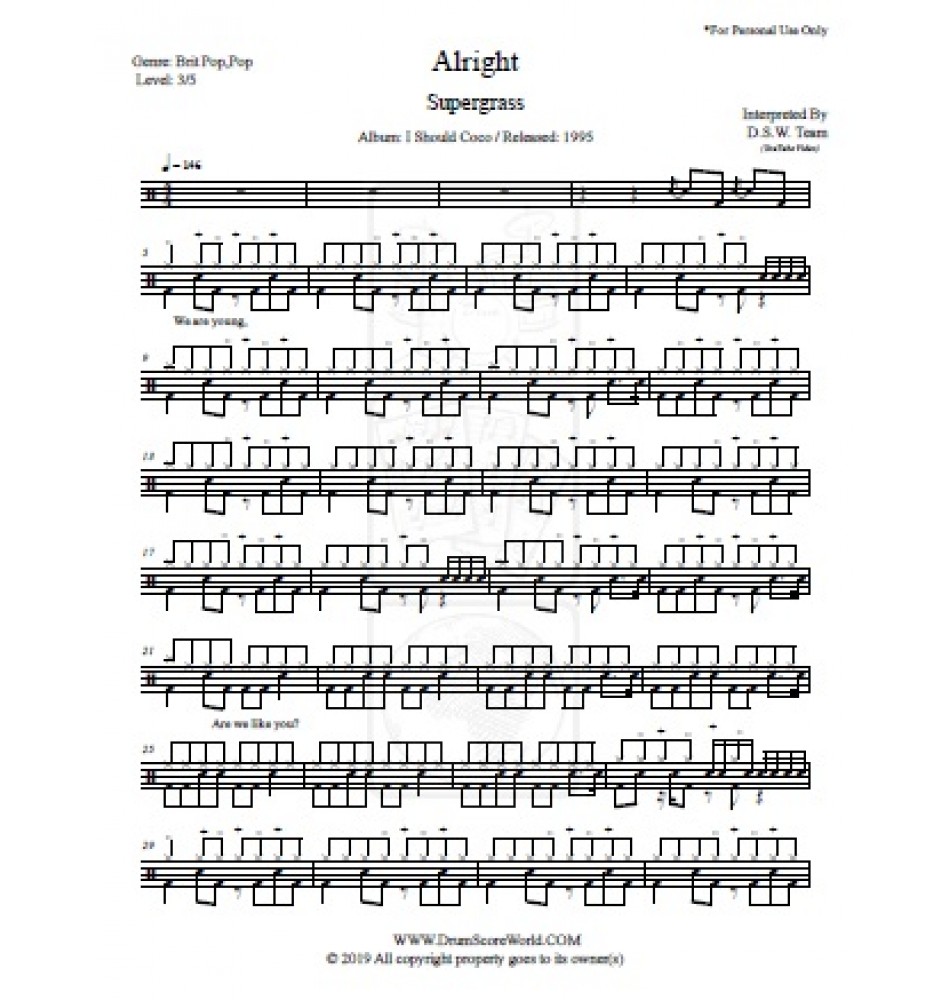 Ghost - Justin Bieber (Drum Score) Sheet music for Drum group (Solo)